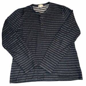 Club Monaco Dark Gray and Light Gray Striped Long Sleeve Tee